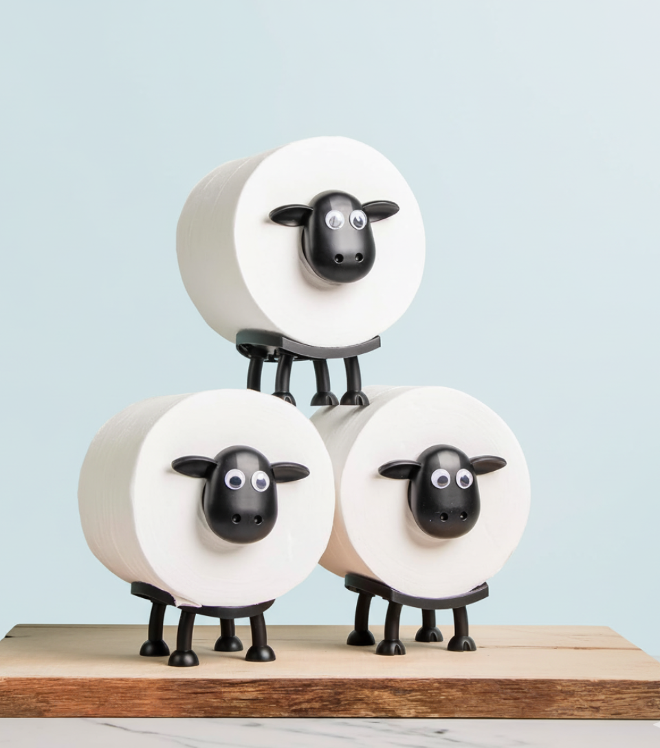 Sheep Toilet Roll Holder - Free Standing Bathroom Set of 3 or Single
