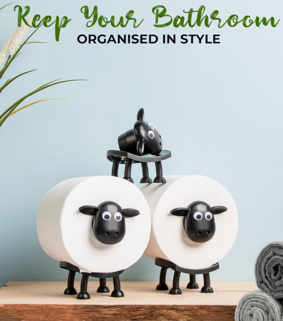 Sheep Toilet Roll Holder - Free Standing Bathroom Set of 3 or Single
