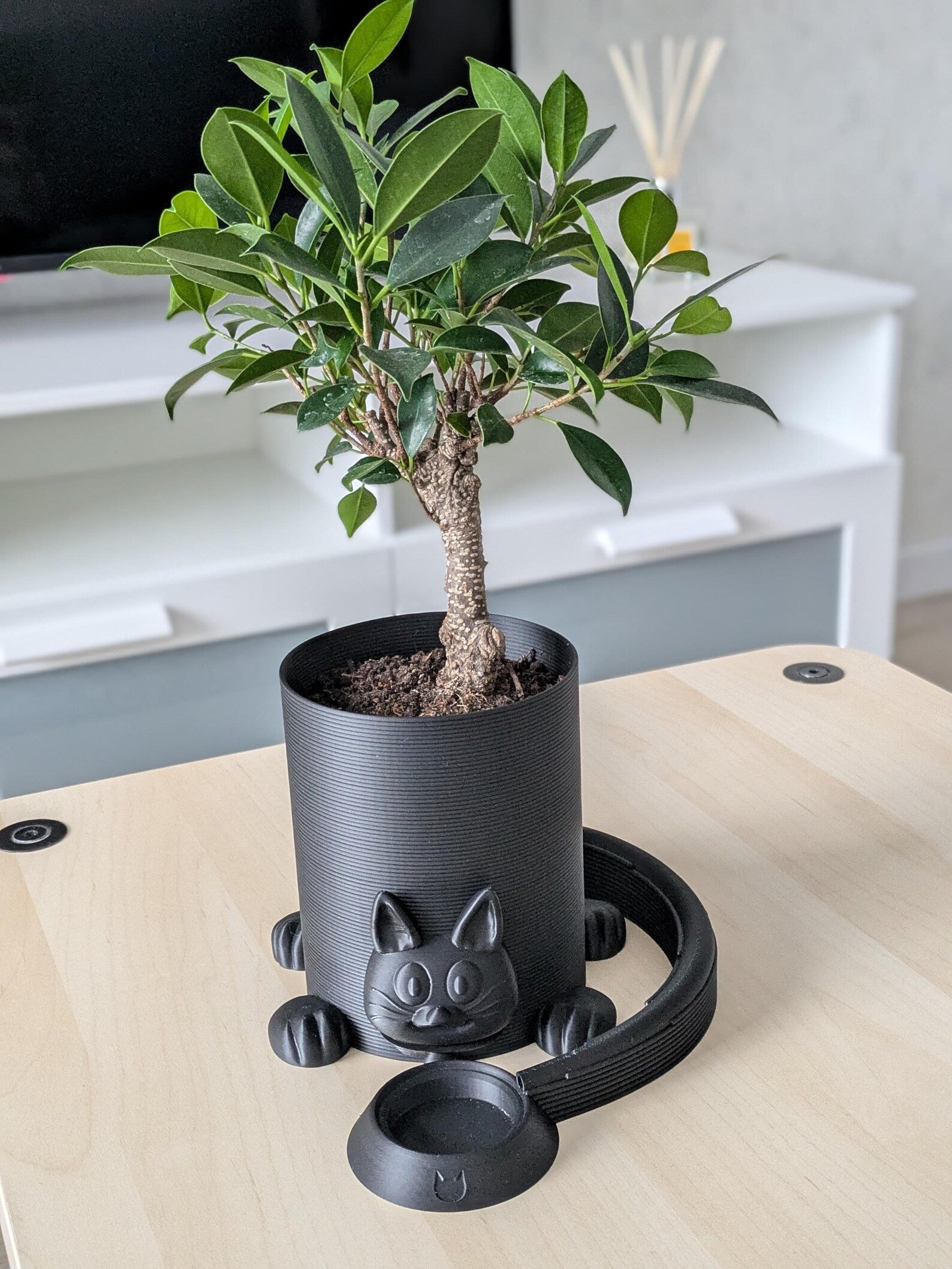 3D-Printed Cozy Cat Planter with Drainage