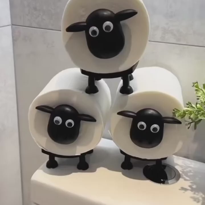 Sheep Toilet Roll Holder - Free Standing Bathroom Set of 3 or Single